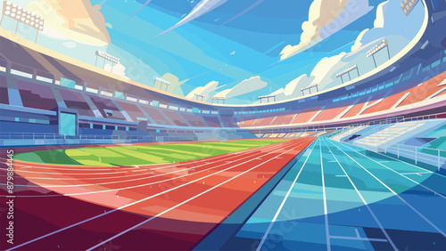 Stadium Running Track Cartoon Game Background Athletic Competition Sports Arena Outdoor Track Field Event Exercise Illustration Sport Stadium Arena Athleticism Training Ground