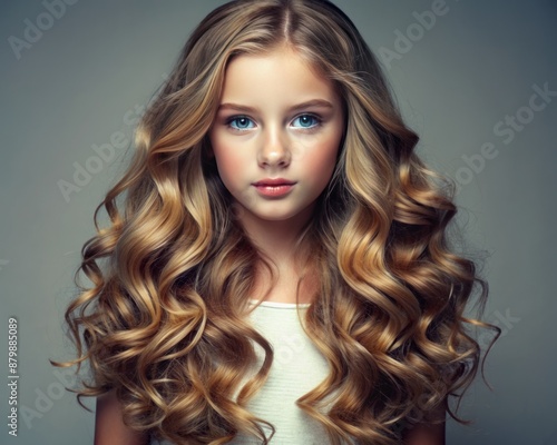 Studio portrait of a girl with a beach waves hairstyle, capturing relaxed waves and texture.