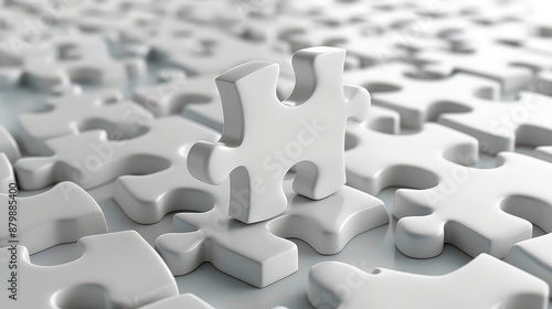 White business solution concept - final puzzle piece connects team together for strategy completion.