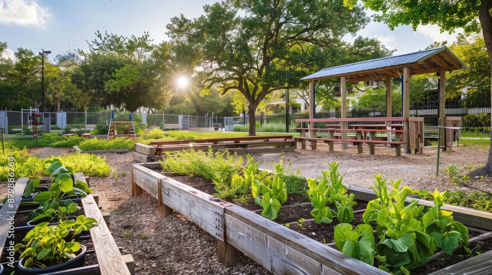 Fototapeta premium A peaceful school garden used for outdoor classes