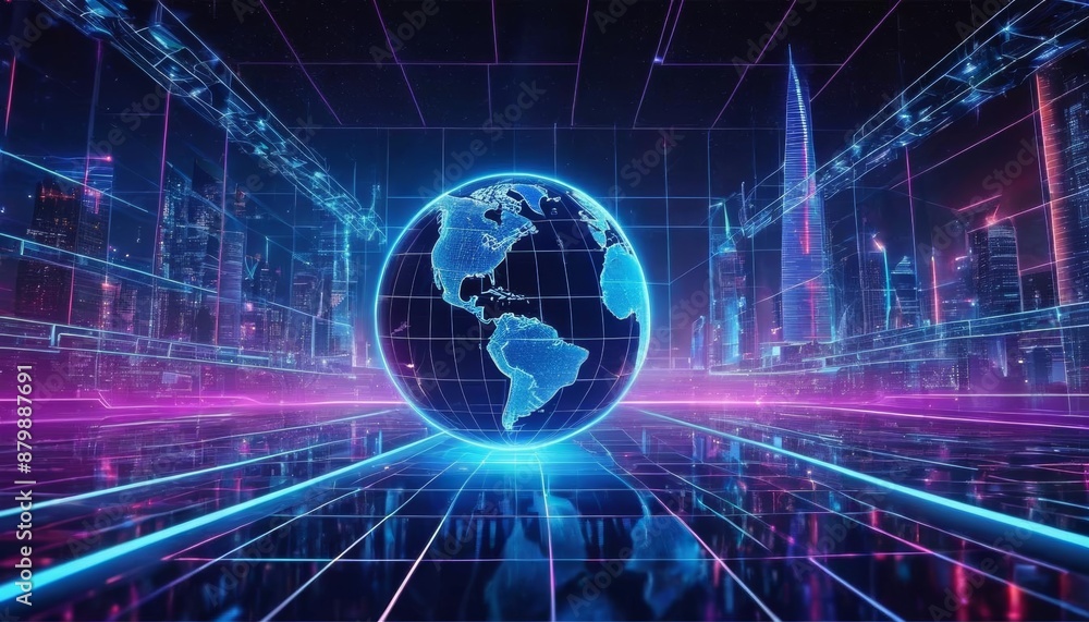 Fototapeta premium in cyber energy technology generated system ai space cyberspace concept power metaverse colorful future cyber world background world cyber digital connection neon internet software future generated sp