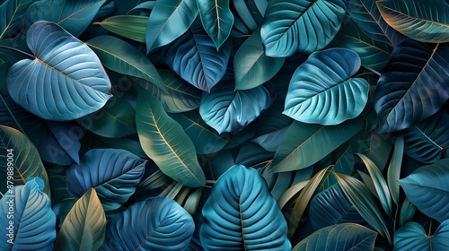 Wallpaper Mural Abstract leaves background, a pattern that resembles nature's colors. Colorful plant texture, a representation of leaf design. Torontodigital.ca