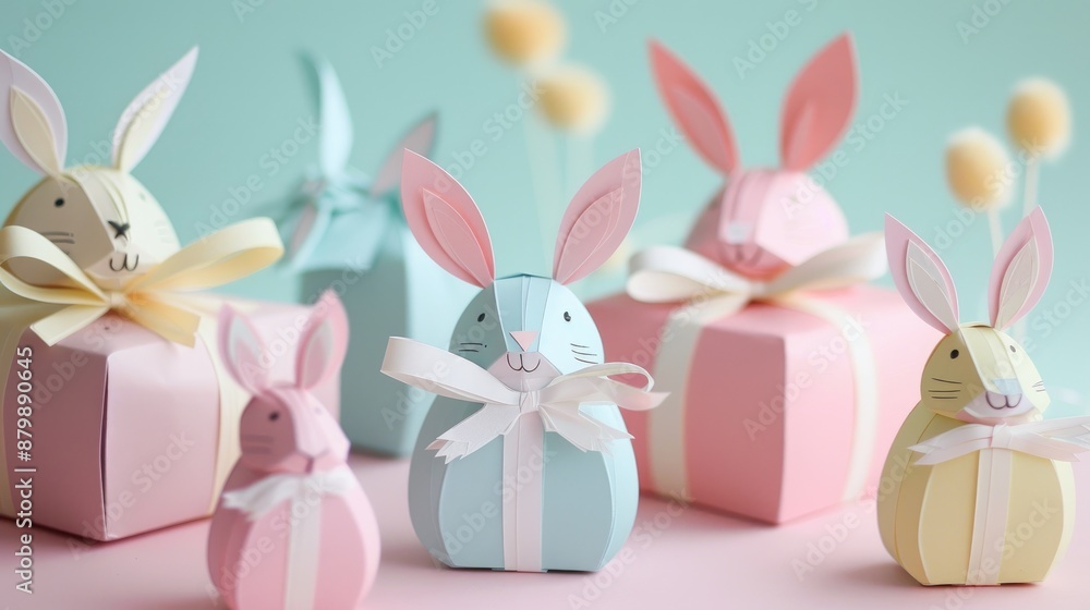 Minimal Easter gift wrapping idea featuring paper bunny eggs Minimal Easter gift wrapping idea featuring paper bunny eggs