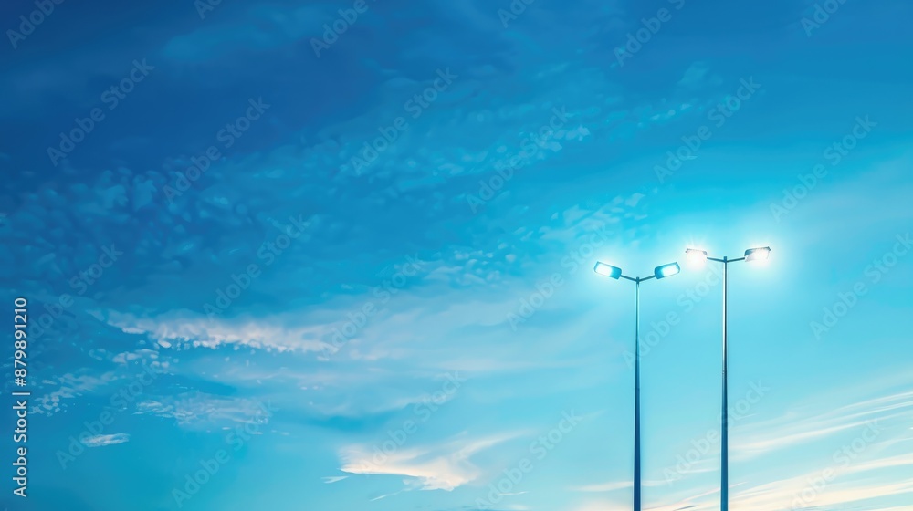 Urban concept Street lights against blue sky with space for text Urban concept Street lights against blue sky with space for text