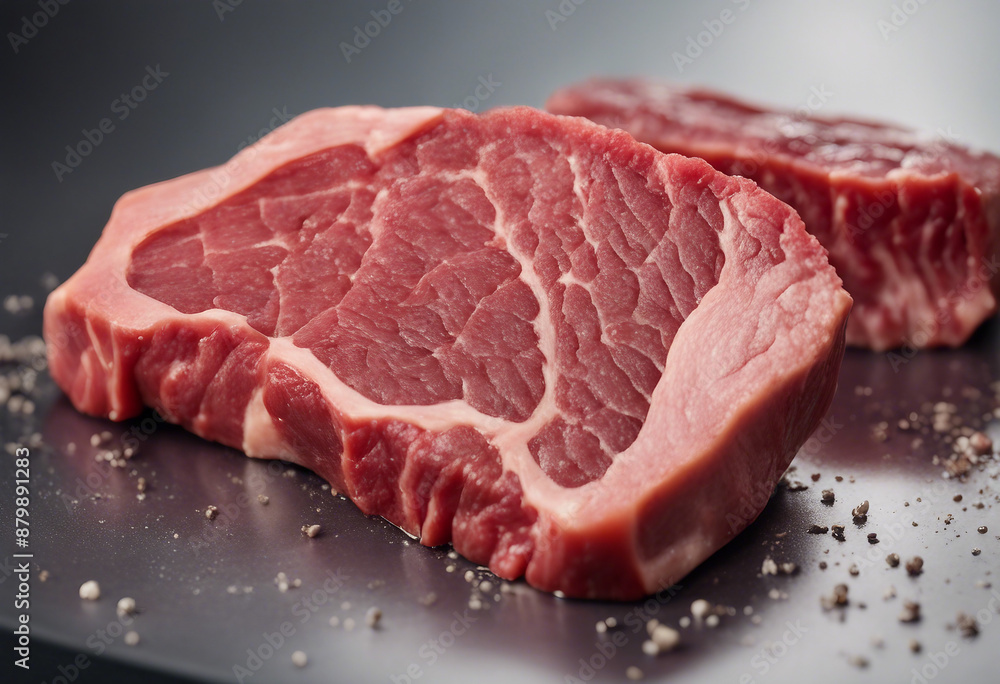 A lean cut of raw beef steak ready for grilling embodying rich protein and iron content isolated on A lean cut of raw beef steak ready for grilling embodying rich protein and iron content isolated on