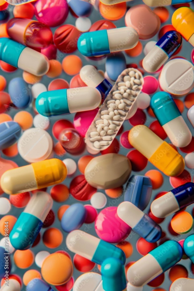 Colorful capsules and medical tablets isolated on a transparent background This image visually Colorful capsules and medical tablets isolated on a transparent background This image visually