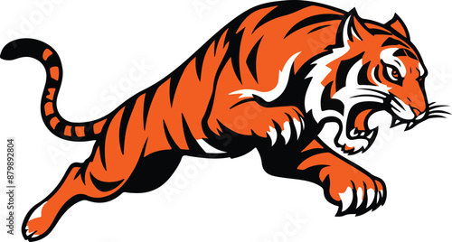Free vector roaring tiger mascot logo illustration, Sports team tiger mascot