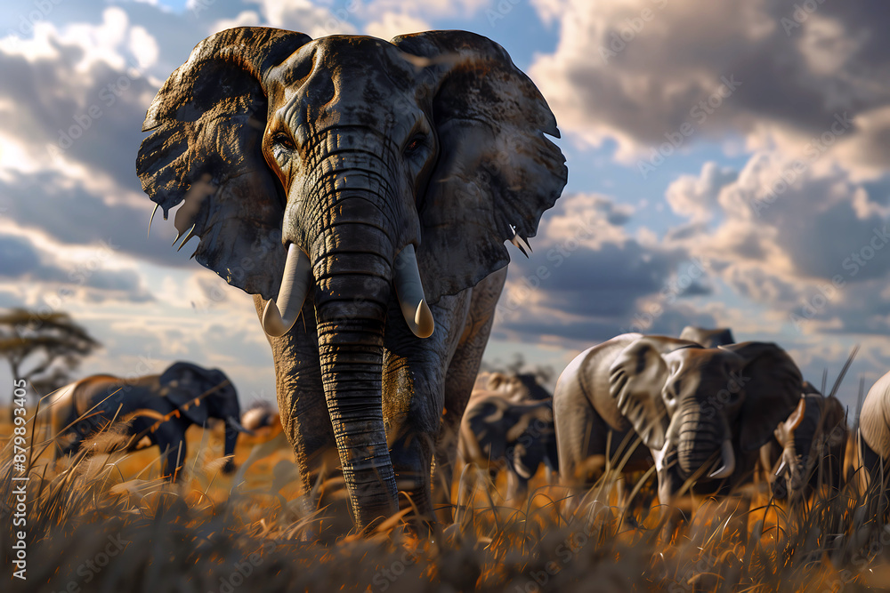 Fototapeta premium Exciting safari scene with close-up of wild animals, Majestic wildlife encounter