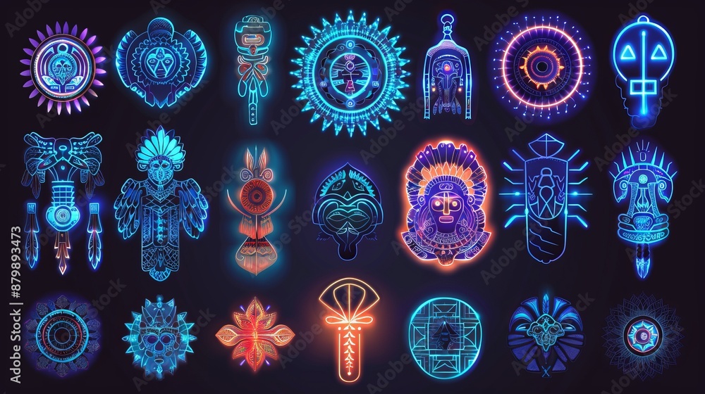 Neon Tribal Symbols Neon Tribal Symbols