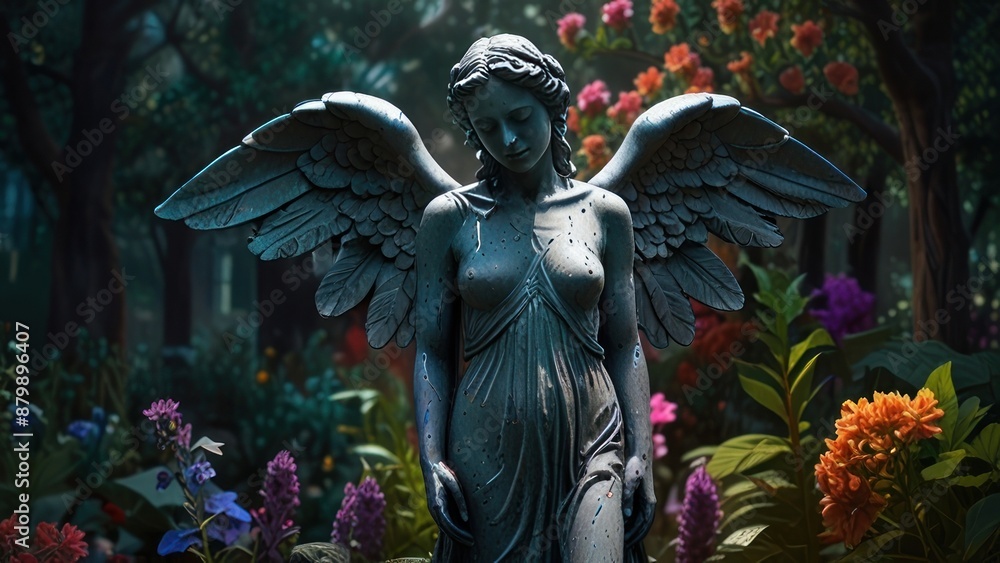 Fototapeta premium Amidst a tangled web of glitching wildflowers