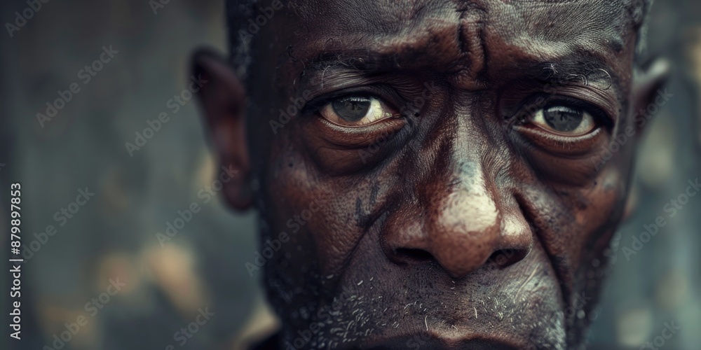 A close-up shot of a man's face with deep wrinkles, suitable for use in medical or historical contexts A close-up shot of a man's face with deep wrinkles, suitable for use in medical or historical contexts