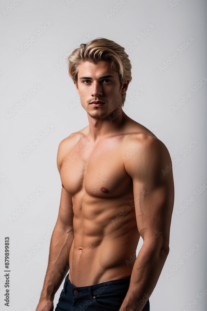 Fototapeta premium Jeune homme séduisant torse nu plein de charisme 