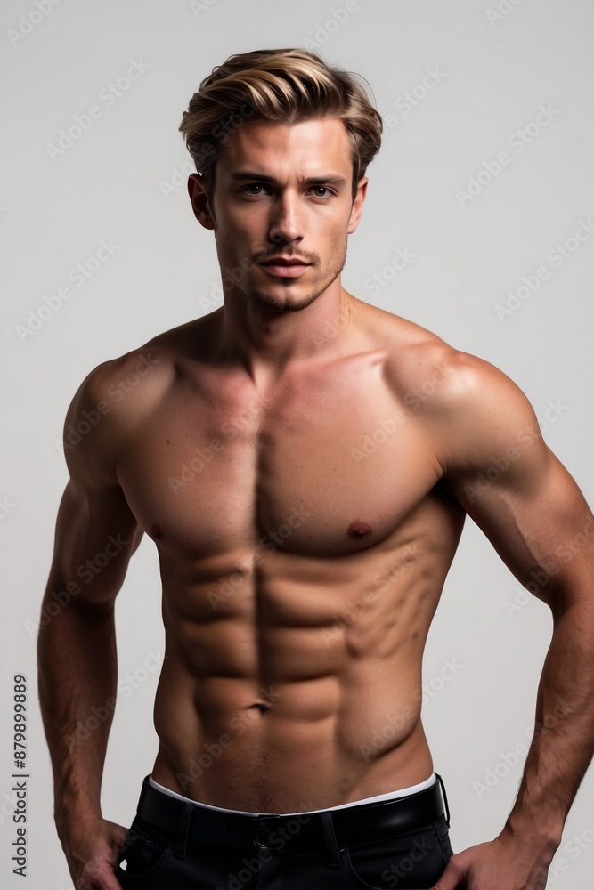 Fototapeta premium Jeune homme séduisant torse nu plein de charisme 