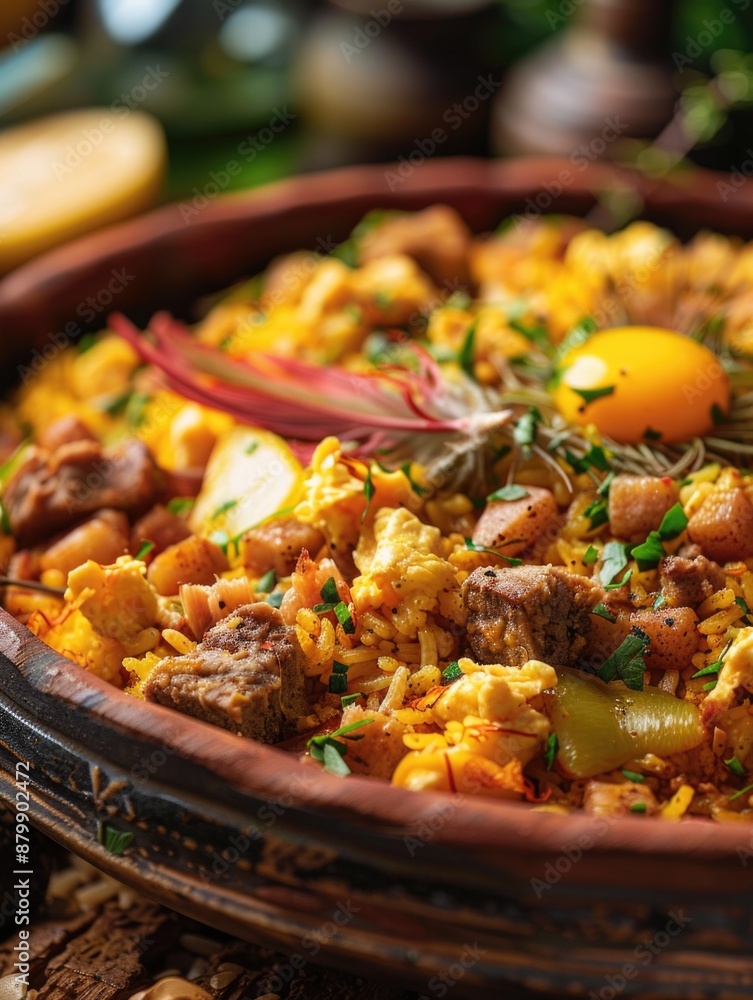 A warm bowl filled with cooked meat and mixed vegetables, perfect for a comforting meal A warm bowl filled with cooked meat and mixed vegetables, perfect for a comforting meal