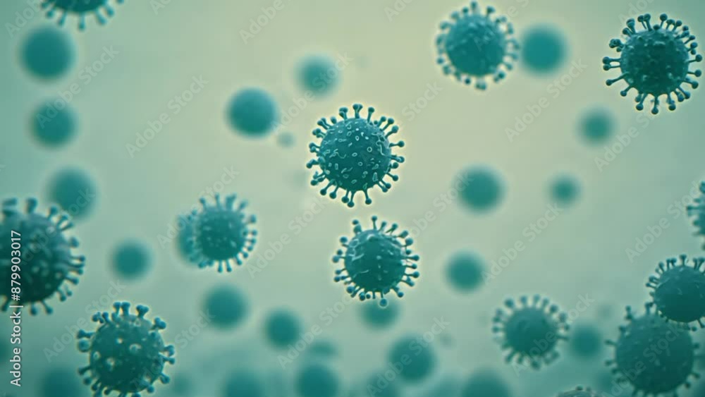 Microscopic view of floating viruses. Microscopic view of floating viruses.