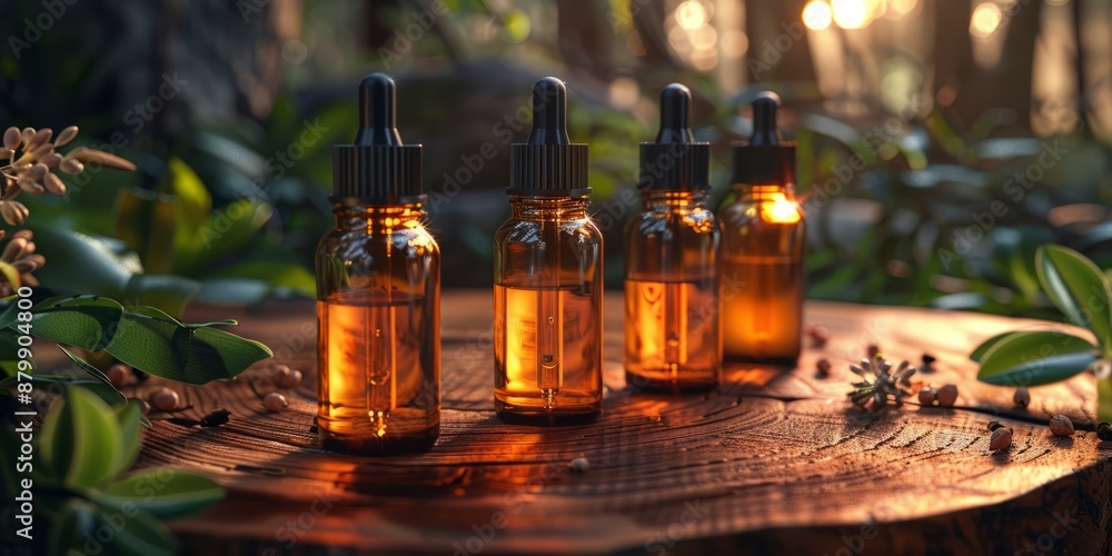 Aromatherapy essential oil dropper bottles mockup Aromatherapy essential oil dropper bottles mockup
