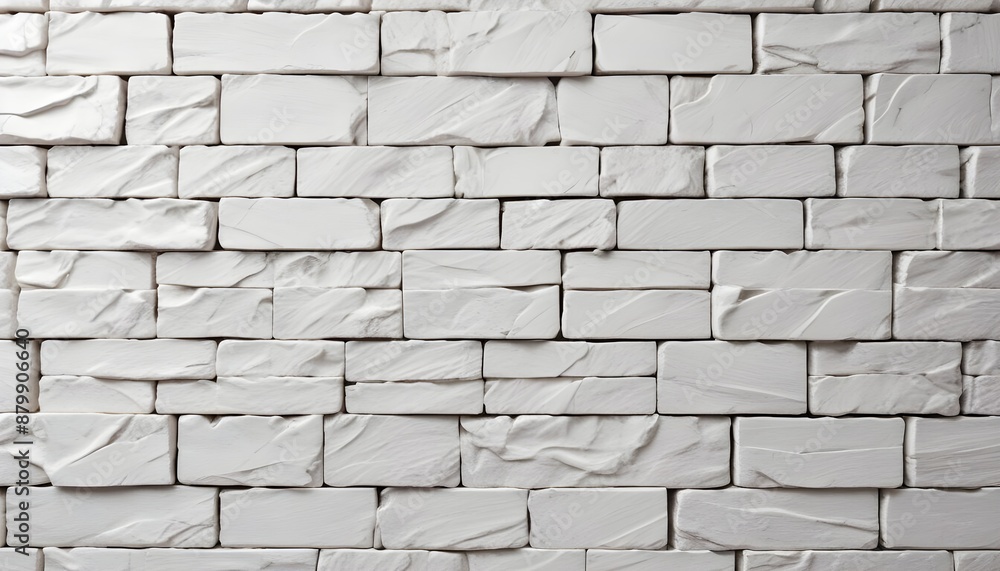 Obraz premium White stone wall texture with tiles as wallpaper background