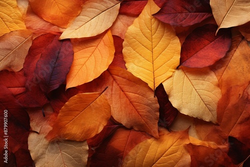 Wallpaper Mural Vibrant Autumn Leaves in Warm Hues, Ideal for Seasonal Backgrounds and Nature-Themed Designs. Generative AI Torontodigital.ca
