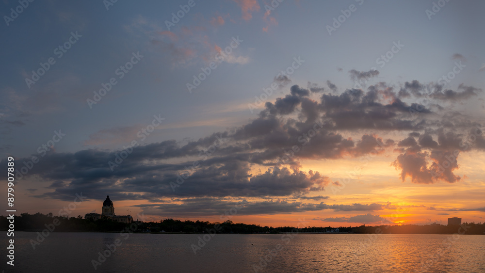 Skyline of Regina Legislature Building at Sunset in Summer Skyline of Regina Legislature Building at Sunset in Summer