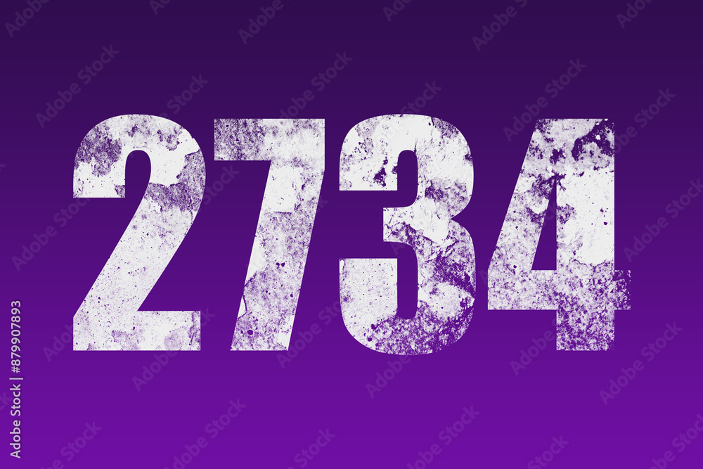 flat white grunge number of 2734 on purple background. flat white grunge number of 2734 on purple background.