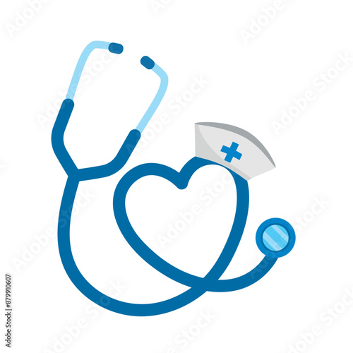 heart and stethoscope with nurse cap