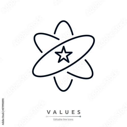 Values icon illustration. Mission, Vision and Values of company with text. Company infographic Banner template. Modern flat icon design. Abstract icon. Purpose business concept.