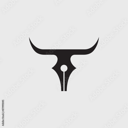 Simple bull and pen logo design. 