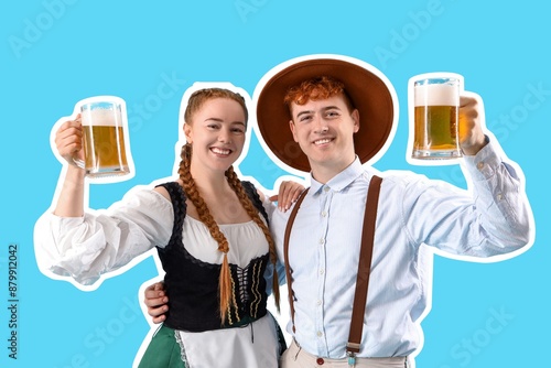 Young couple in traditional...