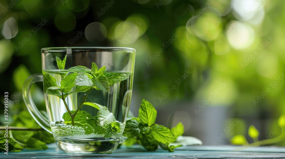 Organic Health Drink Menu with Mint in Transparent Cup Organic Health Drink Menu with Mint in Transparent Cup