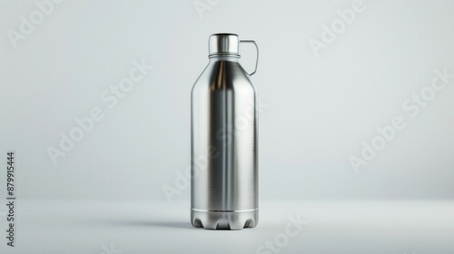 a water bottle, hydration gear, photorealistic, stainless steel, isolated on white background