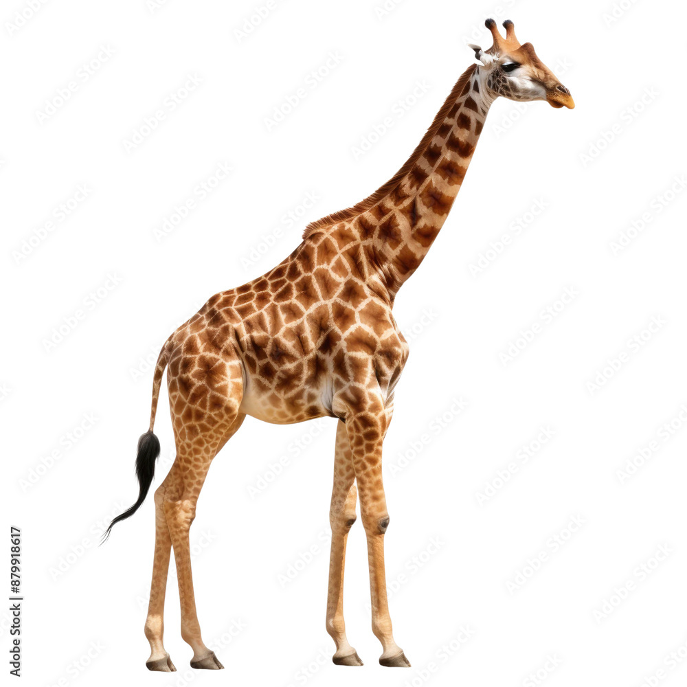 Obraz premium Full body image of a giraffe isolated on a white transparent background