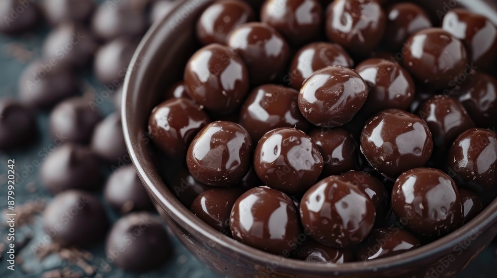 Dark chocolate pills or balls with a rich flavor Dark chocolate pills or balls with a rich flavor