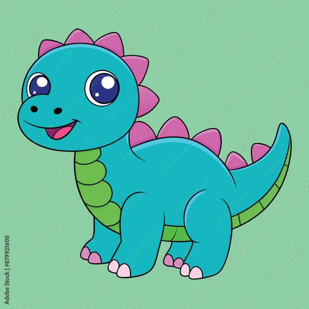 Obraz premium Adorable Dinosaur Vector Illustration: Cartoon, Clipart, Line Art Design