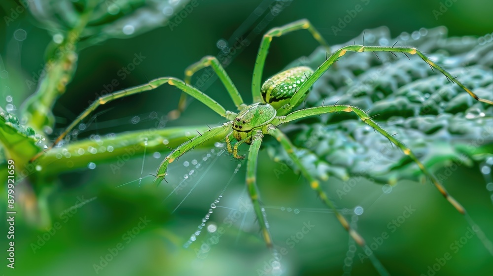 Green spider isolated on background web Green spider isolated on background web