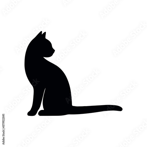 Cat silhouette vector logo icon. Black cat silhouette illustration isolated kitten pet cartoon icon