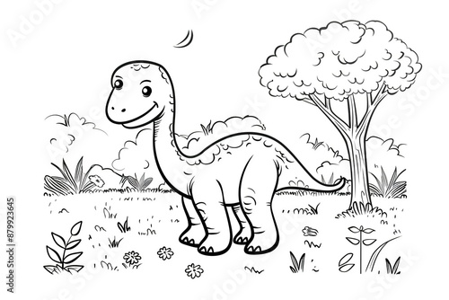 Image of a dinosaur for coloring, featuring detailed outlines. Perfect for children's activities and educational fun photo