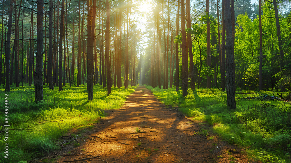 Obraz premium Summertime view of a pine forest