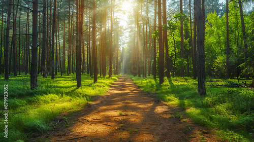 Summertime view of a pine forest
