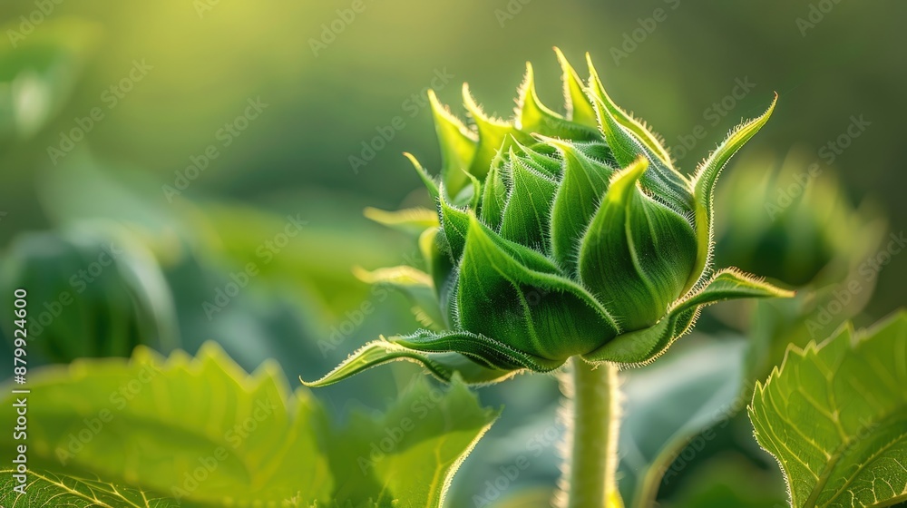 Sunflower Bud. Isolated Close-up of Unopened Sunflower Bud in Agriculture Field Sunflower Bud. Isolated Close-up of Unopened Sunflower Bud in Agriculture Field