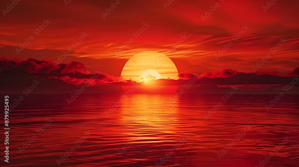 Fototapeta premium red sunset over the sea