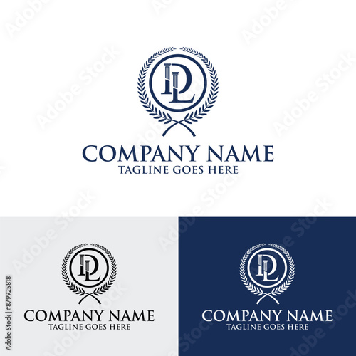 DL LD letter initial pillar law firm attorney logo