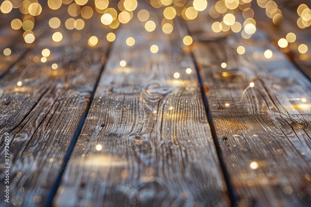 Twinkle Lights Wood. Festive Christmas and New Year Background with Gleaming Lights Twinkle Lights Wood. Festive Christmas and New Year Background with Gleaming Lights