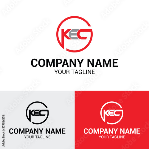 KEC letter initial around into a circle swoosh logo design template