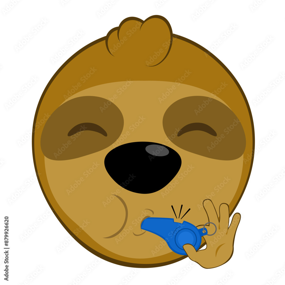 Fototapeta premium vector illustration face bear sloth character animal cartoon,, with his mouth blowing a whistle