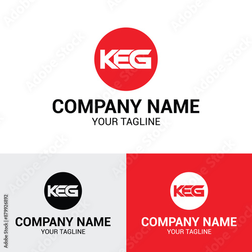 KEG letter initial around into a circle logo design template