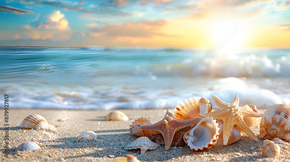 seashells on a beach on a vacation