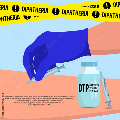 Safety Warning tape pandemic Diphtheria tetanus pertussis DTP bacterial infection with vaccination 