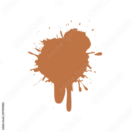 Splatter ink vector dirt stain brown brush. Paint inkblot black blob ink splatter grunge isolated background design.