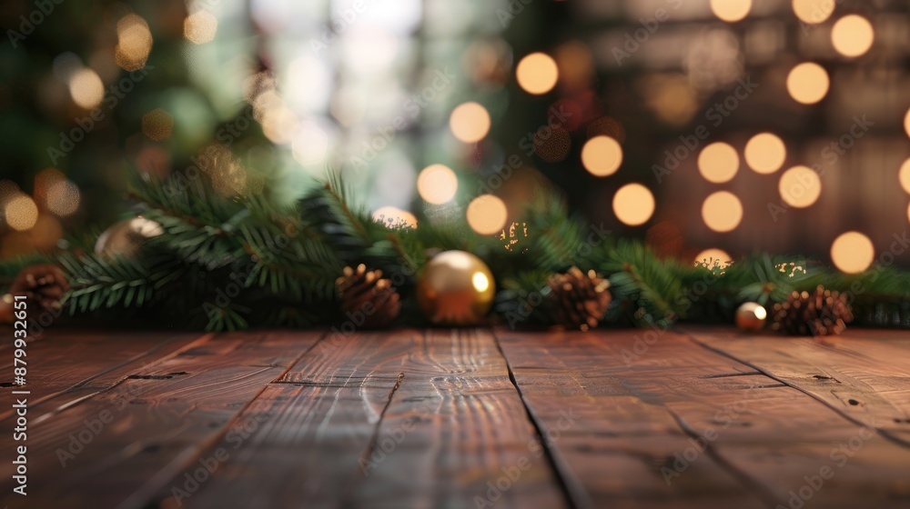 Empty table with festive background