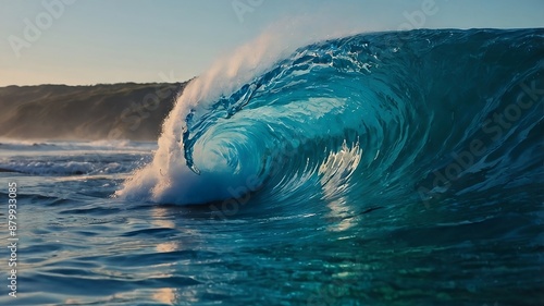 The beach, the water receding one huge blue wave is about to smother the blue wave is awesome